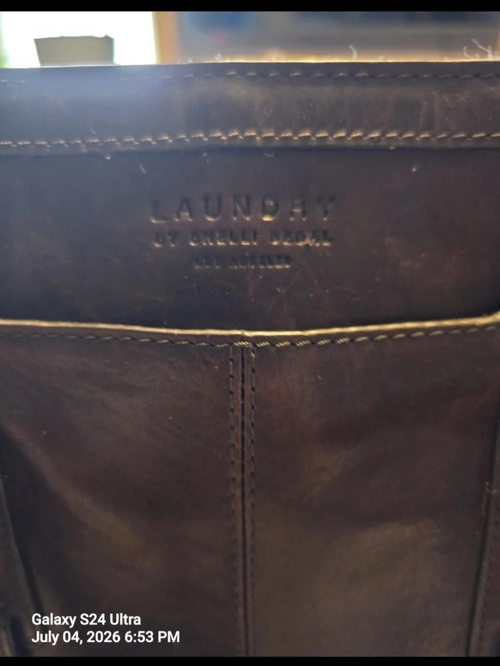 Laundry By Shelli Segal Dark Brown Leather Laptop Tote